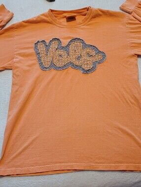 Comfort Colors Orange Ls VOLS Tee Size Medium Embroidery Soft College Sports Euc
